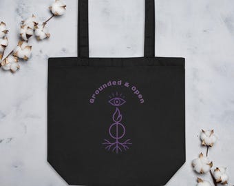 Spirituelle Einkaufstasche, geerdete offene Sigil, Boho Canvas Hexe Geschenktasche