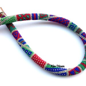 Handmade Bead Crochet Necklace: Seed Bead Fashion Jewelry, 18.8&quot;