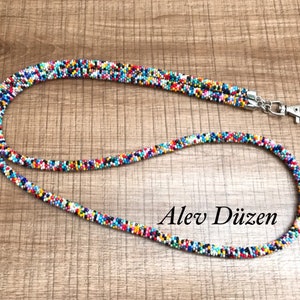 Beaded Lanyard: Crochet Seed Bead ID Card Holder