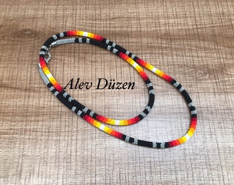 Extra Long Seed Bead Crochet Necklace: Southwest Style