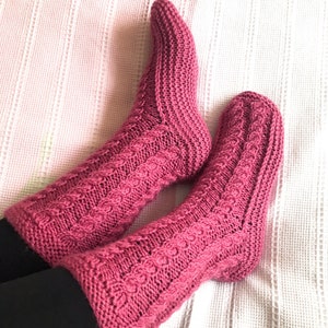Hand Knit Wool Home Slippers: Extra Long Leg Warmers, Size 38
