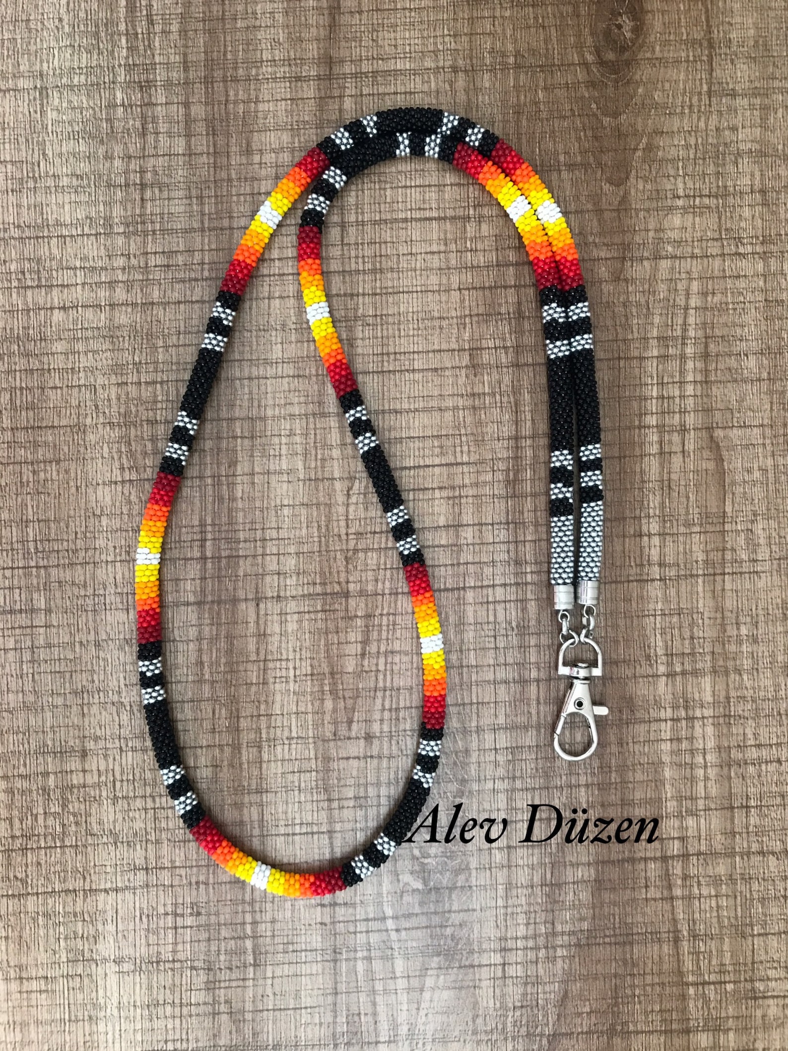 Native American Style Lanyard Beaded Badge Holder Beaded Etsy