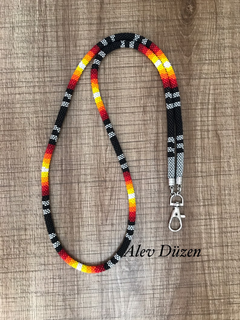 Native American Style Lanyard Beaded Badge Holder Beaded Etsy