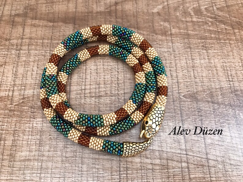 Snake Necklace Bead Crochet Necklace Beaded Rope Necklace for Etsy