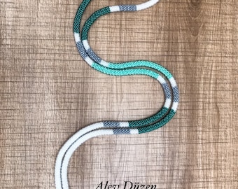 Beaded Crochet Lanyard: Japanese Seed Bead Badge Holder