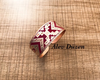 Copper Cuff Bracelet, Aztec Design Copper Bracelet, Handmade Boho Style Cuff Bracelet, Adjustable Western Copper Cuff Bracelet Gifts