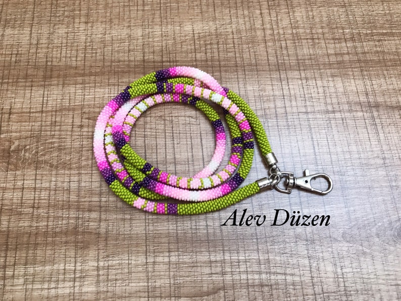 Extra Long Native Style Beaded Lanyard Flower Beaded Lanyard Etsy