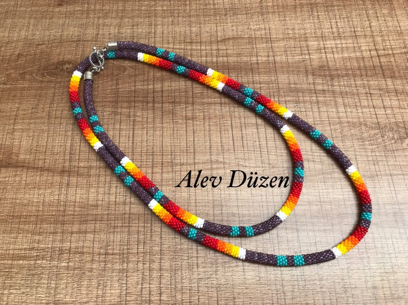 Dark Purple Extra Long Bead Crochet Necklace: Native American Style ...