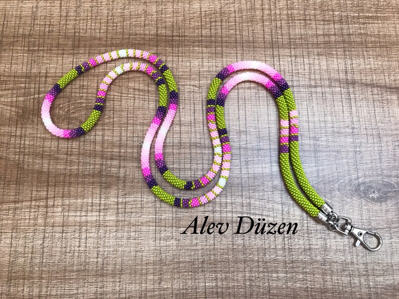 Extra Long Native Style Beaded Lanyard Flower Beaded Lanyard Etsy