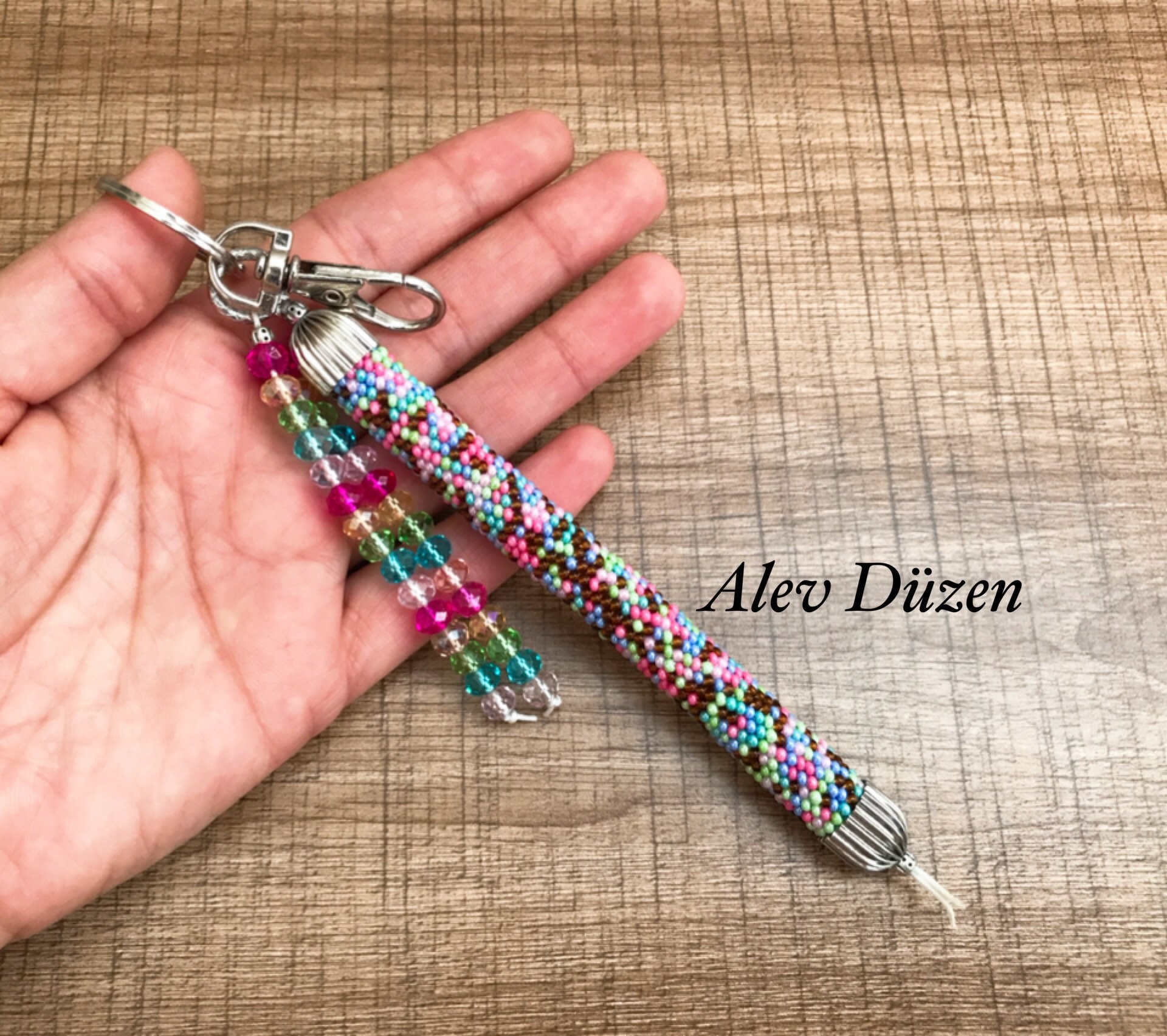Crocheted Seed Bead Keychain: Colorful Purse Charm - Etsy