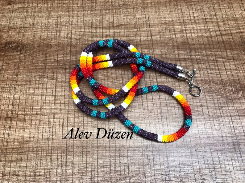 Dark Purple Extra Long Bead Crochet Necklace: Native American Style ...