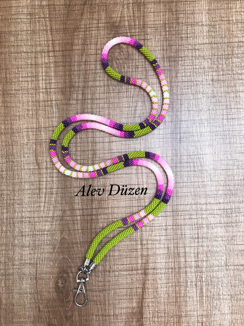 Extra Long Native Style Beaded Lanyard Flower Beaded Lanyard Etsy