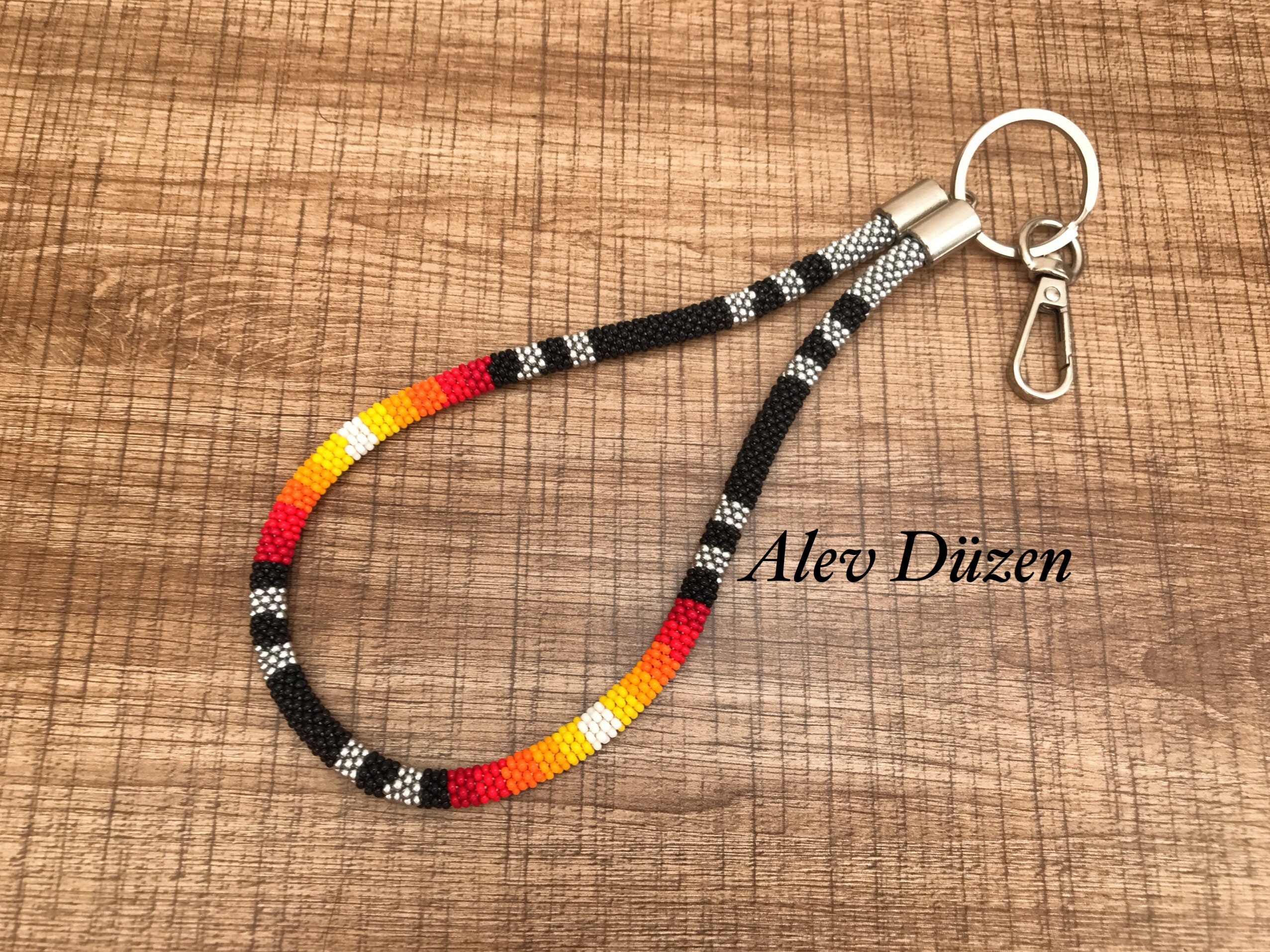 Native American Style Beaded Keychain: Seed Bead ID Holder - Etsy