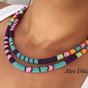 Bead Crochet Necklace: Bohemian Style Seed Beadwork, 36.2 Inch