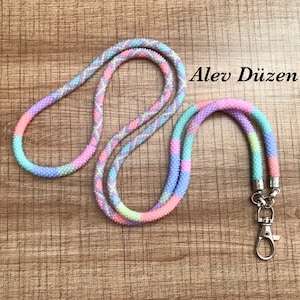 Beaded Crochet Lanyard: Japanese Seed Beads, Teacher ID Holder