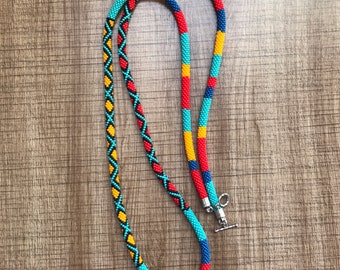 Extra long Native American Style Necklace, Beaded Necklace, Southwest Necklace, Beadwork Necklace, Native Beadwork, bead crochet necklace