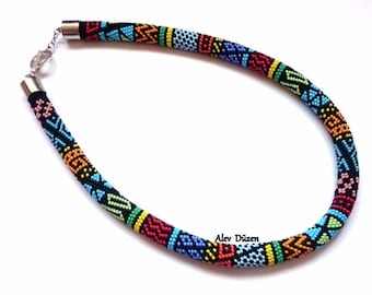 Bead Crochet Necklace: Handmade Seed Bead Fashion Jewelry