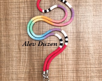 Elegant Beaded Teacher Lanyard | Luxury Style Badge Holder | Personalized Teacher Gift