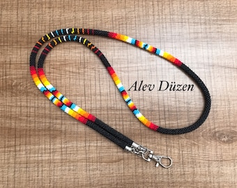 Native American style Lanyard, beaded badge holder, beaded lanyard, woman beaded lanyard, teacher ID card holder, nurse lanyard