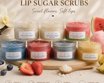 Gearomatiseerde lipsuikerscrub | Exfoliërende lippenscrub | Hydraterende lipverzorging | Meerdere smaken | Zachte gladde lippen