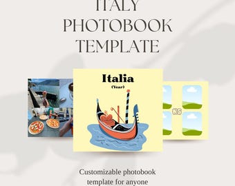 Plantilla de álbum de fotos de viaje a Italia en Canva / Paquete de plantillas para portadas de álbumes de fotos