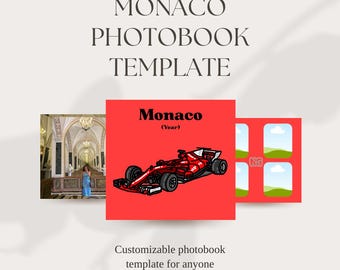 Plantilla de álbum de fotos de viaje a Mónaco en Canva / Paquete de plantillas para portadas de álbumes de fotos