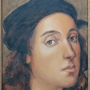 100%手描きの油絵肖像画、ラファエロ・サンツィオの自画像複製、古典ルネサンス様式、リアルな手作りの傑作レプリカ