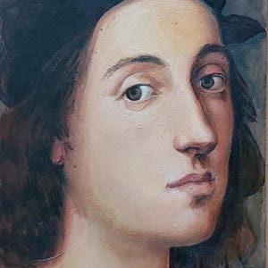 100% handgemalte Ölkopie,Raphael Sanzio Selbstporträt,klassischer Renaissance-Stil,Genie-Replik,luxuriöse handgefertigte Meisterwerk-Replik