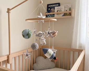 Space Baby Crib Mobile Crochet Mobile