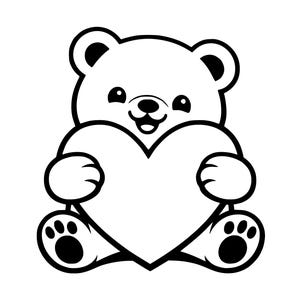 Arquivo de corte digital para Cricut: Urso segurando um coração (SVG e PNG)