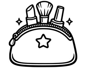 Make-up-Tasche SVG PNG Schnittdatei, Cricut Design Digital