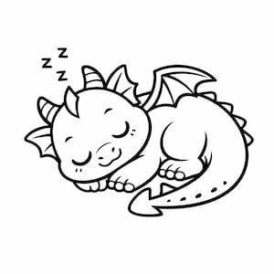 Schlafender Drache SVG, Kawaii Clipart PNG, Cricut Schnitt Datei (digitaler Download)