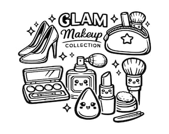 Glam Makeup Collection SVG PNG Schnittdatei, Cricut Design Digital