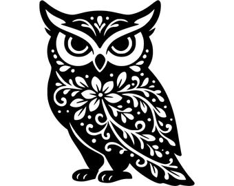 Floral Owl SVG PNG Cut File, Cricut Design Digital