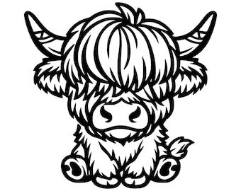 Baby Highland Cow Clipart SVG PNG Cut File, Cricut Design Digital