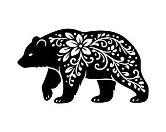 Floral Bear SVG PNG Cut File, Cricut Design Digital