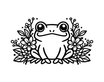 Frosch mit Blumen SVG PNG Schnitt Datei, Cricut Design Digital