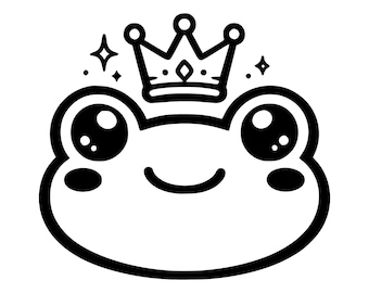 Kawaii Frog Crown SVG PNG Cut File, Cricut Design Digital