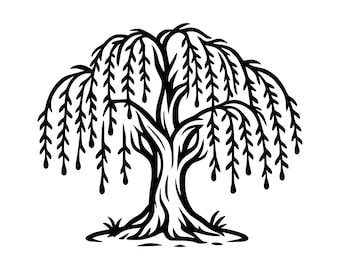 Arquivo de corte digital para Cricut, em formato SVG e PNG, com tema de salgueiro.