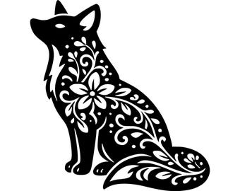 Floral Fox SVG PNG Cut File, Cricut Design Digital