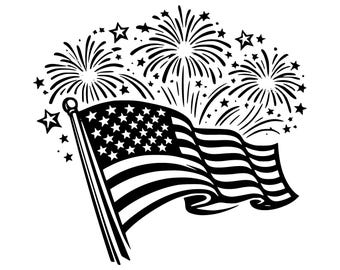 Amerikanische Flagge Feuerwerk SVG PNG Schnittdatei, Cricut Design Digital