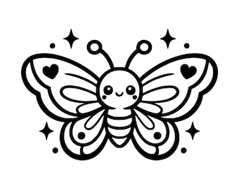 Kawaii Schmetterling SVG PNG Schnittdatei, Cricut Design Digital