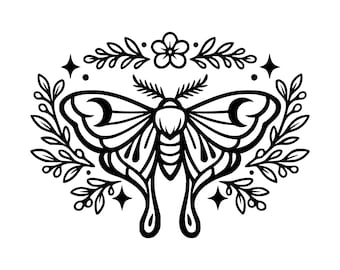 File di taglio SVG PNG della falena lunare, design digitale per Cricut