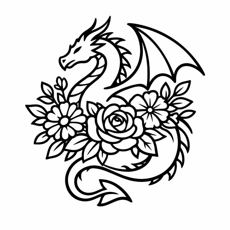 Dragon Botanical Drawing - Etsy