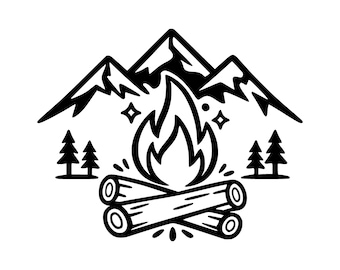Campfire Mountain SVG PNG Cut File, Cricut Design Digital