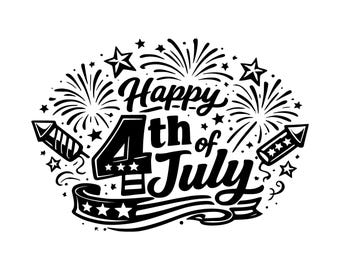 Happy 4th of July SVG PNG Cut File, Cricut Design Digital
