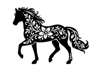 Floral Horse SVG PNG Cut File, Cricut Design Digital