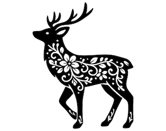 Floral Deer SVG PNG Cut File, Cricut Design Digital