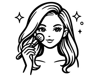 Frau beim Makeup SVG PNG Schnitt Datei, Cricut Design Digital