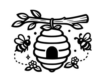 Bienenstock SVG PNG Schnittdatei, Cricut Design Digital